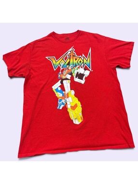 Voltron Defender of the Universe Graphic T\-Shirt Red Men’s Large Retro Anime